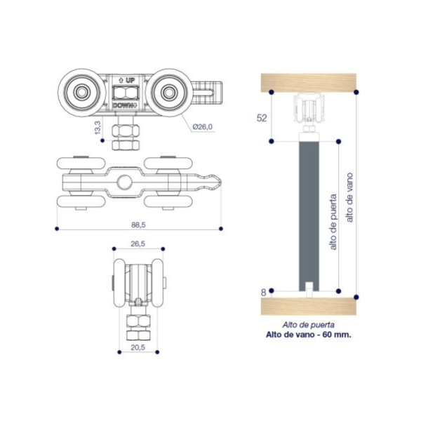 Corredera JP700 Para Puerta Corrediza Con Freno JOELINI - Imagen 2