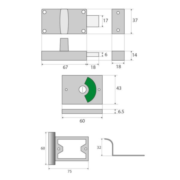 Muletilla Para Baño De Aplicar Rojo/Verde Con Manija - Imagen 2