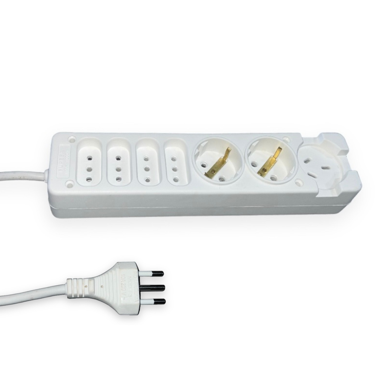 Zapatilla Alargue Prolongador 4 Tomas Modular 3 En Línea + 2 Schuko + 1 Toma Corriente Nema 3 Líneas