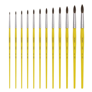 Pincel Para Artesanías Con Punta Redonda Fina Mango Amarillo Modelo 566 ROMA